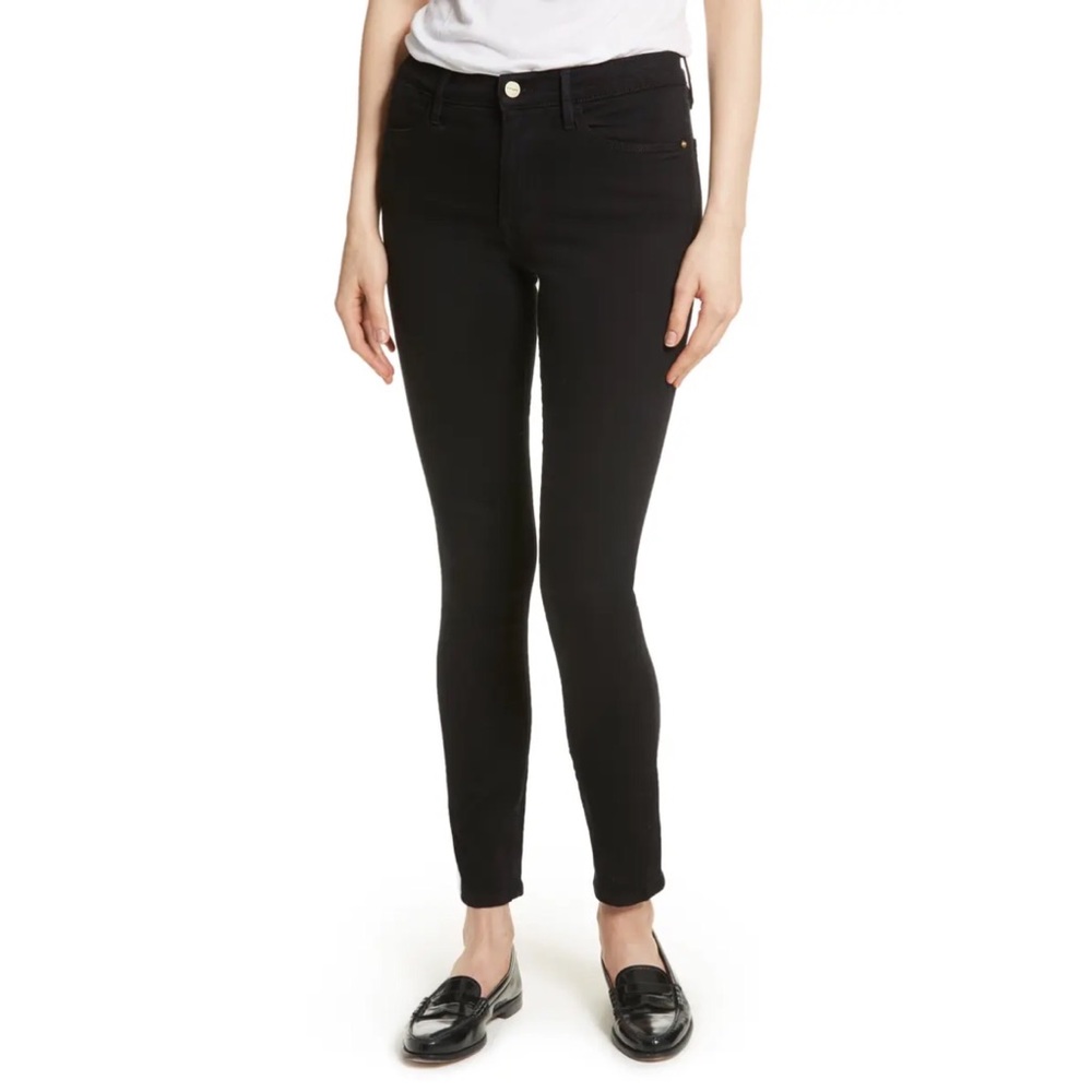 Frame Le High Skinny Jeans Film Noir Black Wash Stretch Denim